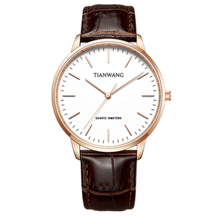 天王表男士手表情侣石英表防水皮带腕表时尚休闲女表31192