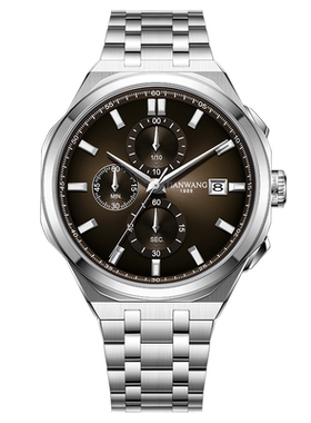 天王三眼运动钢带男表石英夜光手表31291