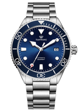 天王蓝鳍200米防水手表自动机械表大表盘男表201251