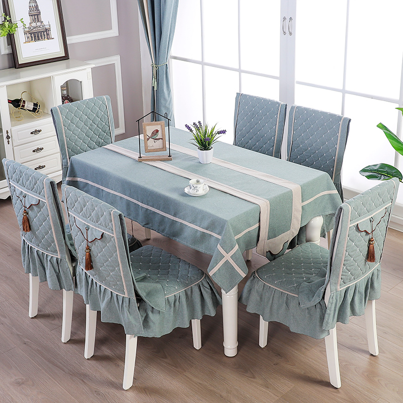 田园桌布布艺北欧长方形桌旗椅子套简约风花卉小清新餐防尘椅套