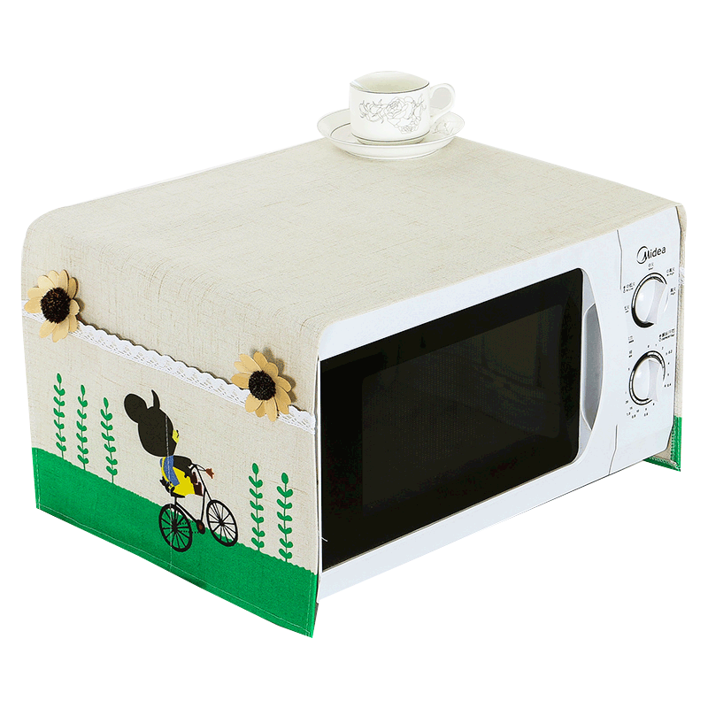 清新田园微波炉罩带收纳韩版卡通