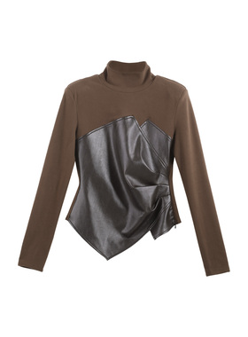 2026春季新款酷帅风 拼接设计修身高领长袖上衣HBZW800057