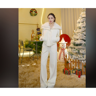 休闲通勤套装 温柔风拉链外套阔腿裤 HBZXW918408 呼呼严选专享