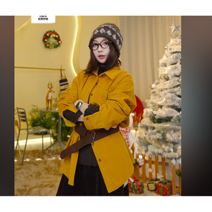 HBZXW918511 复古活力风灯芯绒宽松单袋衬衫 呼呼严选专享