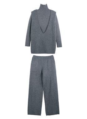 【恩佳专享】慵懒风复古松弛感长袖套头针织衫冬三件套HBZX760103