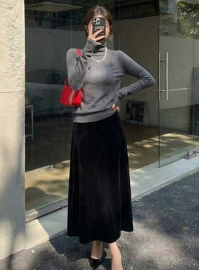 2025秋季新款轻奢风亮钻高领长袖针织修身内搭打底衫HBZX918309