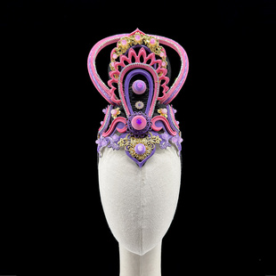 2026新款儿童古典敦煌飞天舞蹈引幻妙音头饰胡璇铃鼓舞蹈头饰定制