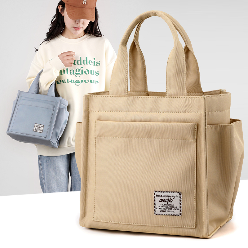 轻便牛津布女外出上班手提袋子带娃妈妈手拎包大容量小布包带饭包