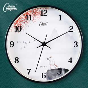 康巴丝挂钟客厅钟表简约新中式 家用时挂表现代创意挂墙石英钟 时尚