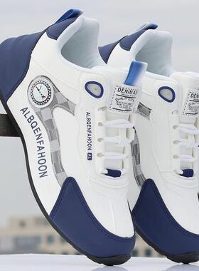 男鞋皮面防水防滑高档次旅游鞋潮流百搭秋冬男士运动休闲鞋增高鞋