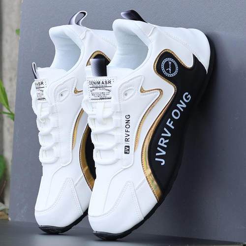 鞋子男春秋季皮面运动鞋软底防滑