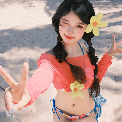 2026夏日派对泳衣女性感小胸聚拢复古印花分体比基尼bikini三件套