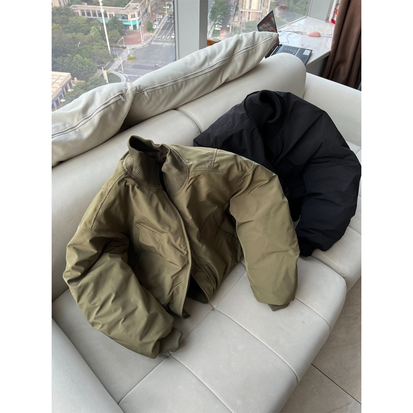 美式bomber廓形飞行棉服男女同款