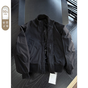 美式bomber羽绒服男女同款冬季加厚cleanfit飞行夹克鸭绒保暖外套