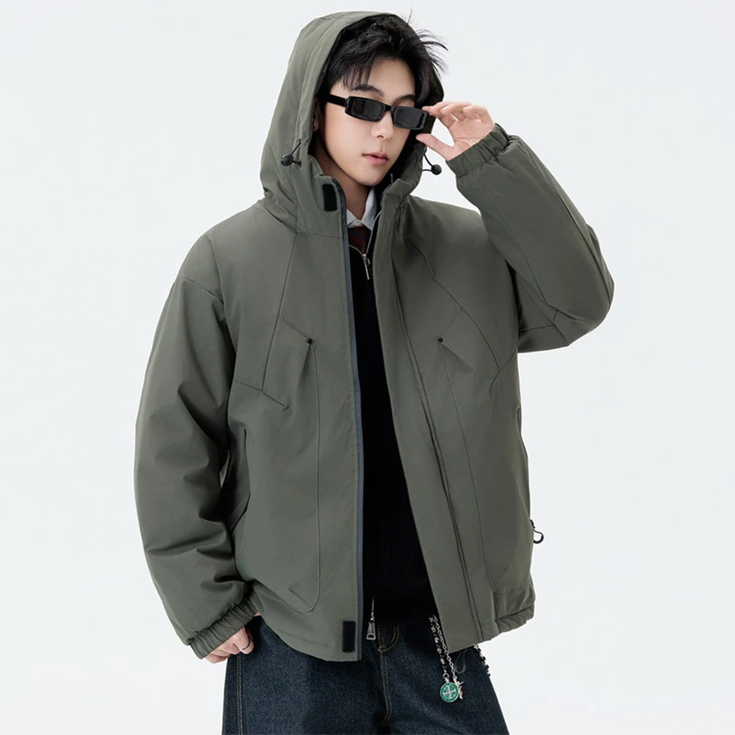 冬季加厚羽绒棉服男女同款cleanfit连帽保暖棉衣加大码宽松外套潮