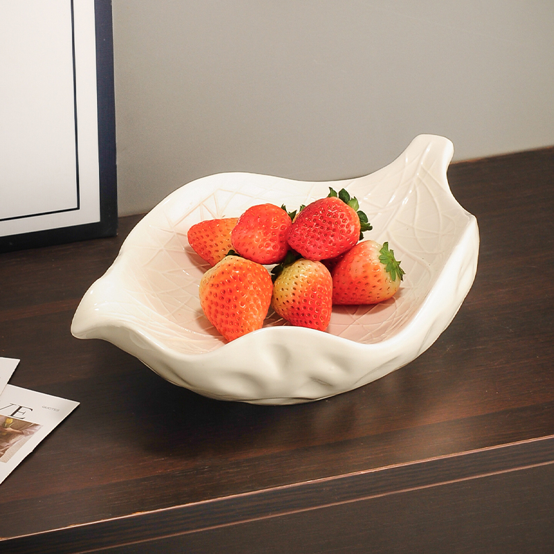 设计师叶子陶瓷果盘高档水果盘客厅家用茶几轻奢下午茶点心盘精致