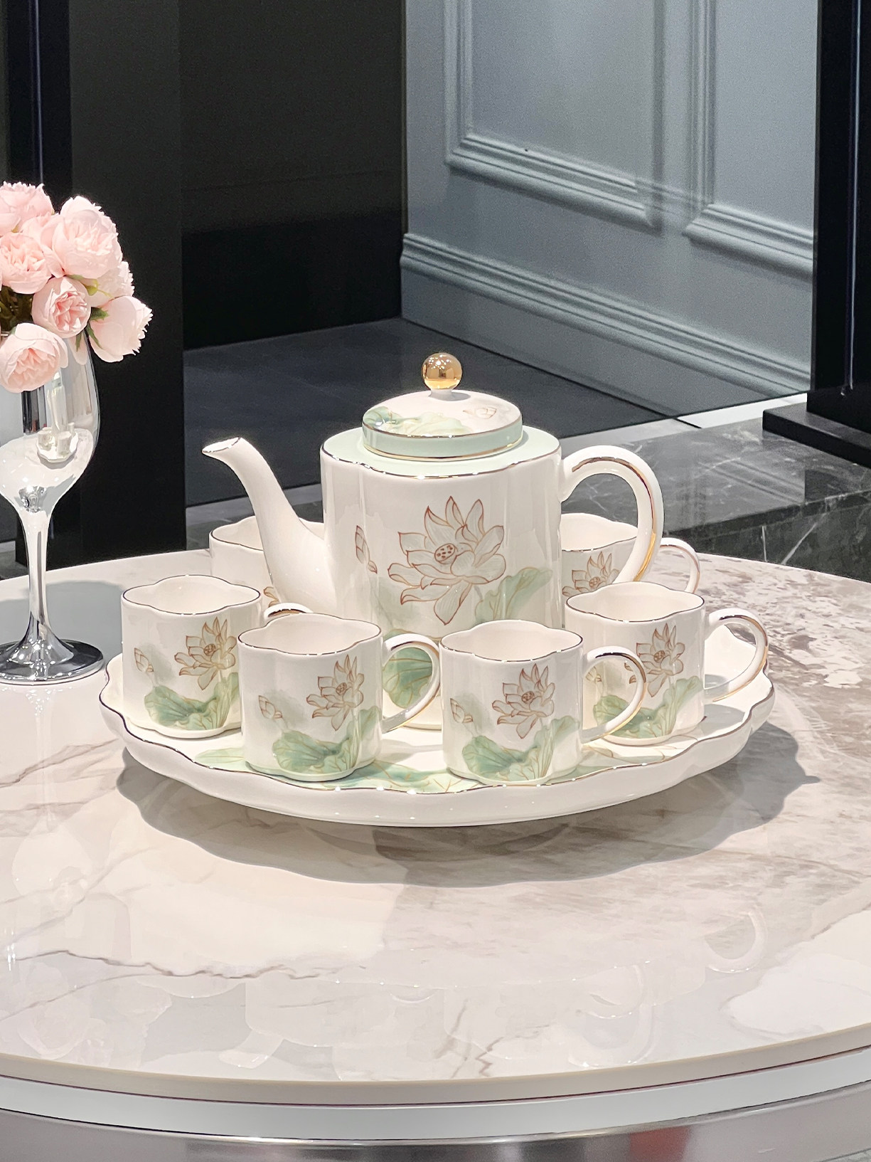 茶具套装2025新款轻奢高档陶瓷水杯茶壶茶杯家用客厅待客结婚礼品