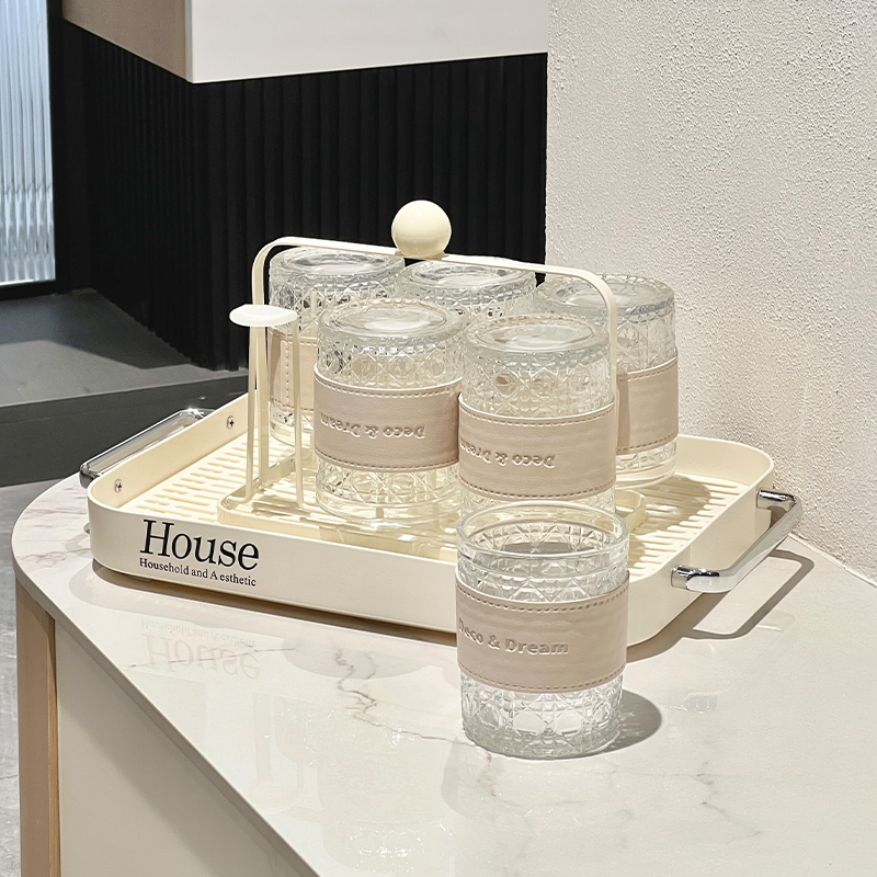 轻奢水杯家用套装陶瓷杯子喝水杯客厅高颜值玻璃杯女茶具杯具茶杯