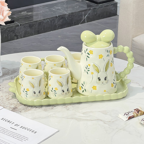 陶瓷兔子奶油风水具套装高级感家用乔迁新居结婚水杯茶壶新婚礼物