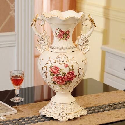 欧式花瓶摆件客厅干花插花陶瓷家居装饰品电视柜餐桌仿真花瓶大号