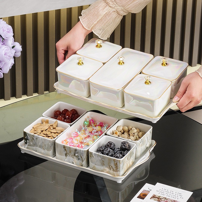 轻奢高档陶瓷水果盘客厅家用茶几零食干果糖坚果小吃碟点心收纳盒