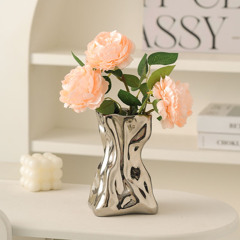 奶油风陶瓷花瓶桌面摆件客厅