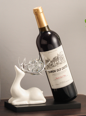 水晶福鹿红酒架摆件轻奢高档家居客厅餐边柜酒柜装饰品高级感软装