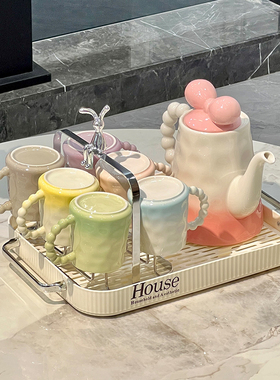 客厅茶几高档陶瓷杯架茶具喝水杯子家用待客水具套装乔迁新居送人