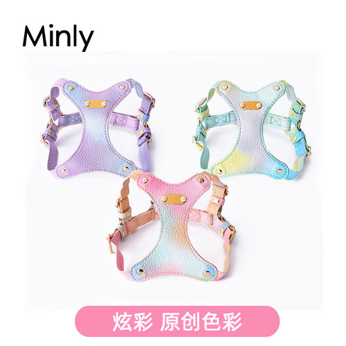 彩虹色小型犬狗狗胸背带猫咪背带