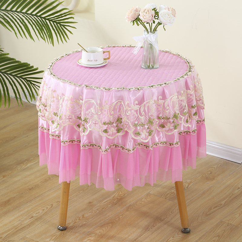 小圆桌布圆形小茶几罩长方形餐桌盖布遮丑结婚红色盖巾蕾丝台布