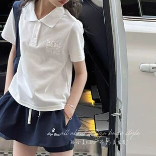学院风女童polo衫 短袖 孙小美kids 儿童夏装 T恤2025新款 大童套装