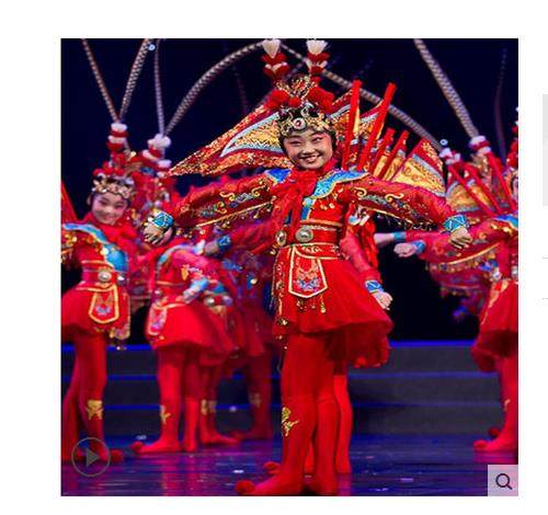 儿童古装花木兰儿童打鼓服小花旦戏曲服沁园春雪穆桂英舞台演出服