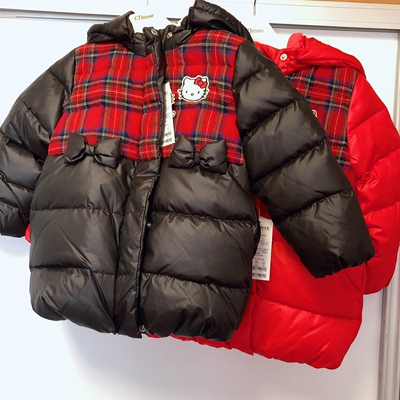 Hellokitty童装女童冬季中长款羽绒服女宝白鸭绒加厚格子羽绒外套