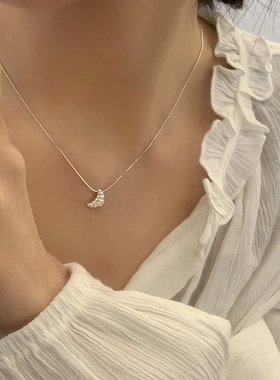 S925纯银牛角包项链毛衣链