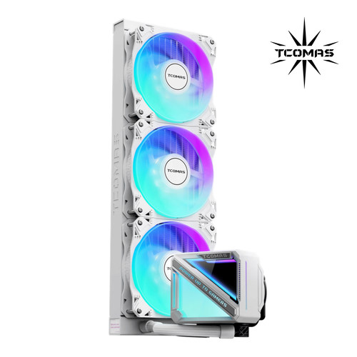 TCOMAS钛钽SJ-A090 360白色 一体式CPU水冷散热器 大冷头加厚冷排