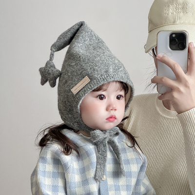 韩版宝宝帽子秋冬可爱婴儿毛线帽