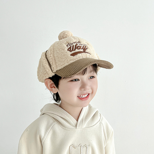 儿童帽子秋冬季保暖宝宝棒球护耳帽加厚男童雷锋帽冬天女童鸭舌帽
