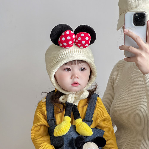 女宝宝帽子秋冬季可爱婴儿毛线帽