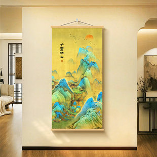 千里江山图玄关装饰画山水画宋氏美学屏风壁布2026新款客厅挂画