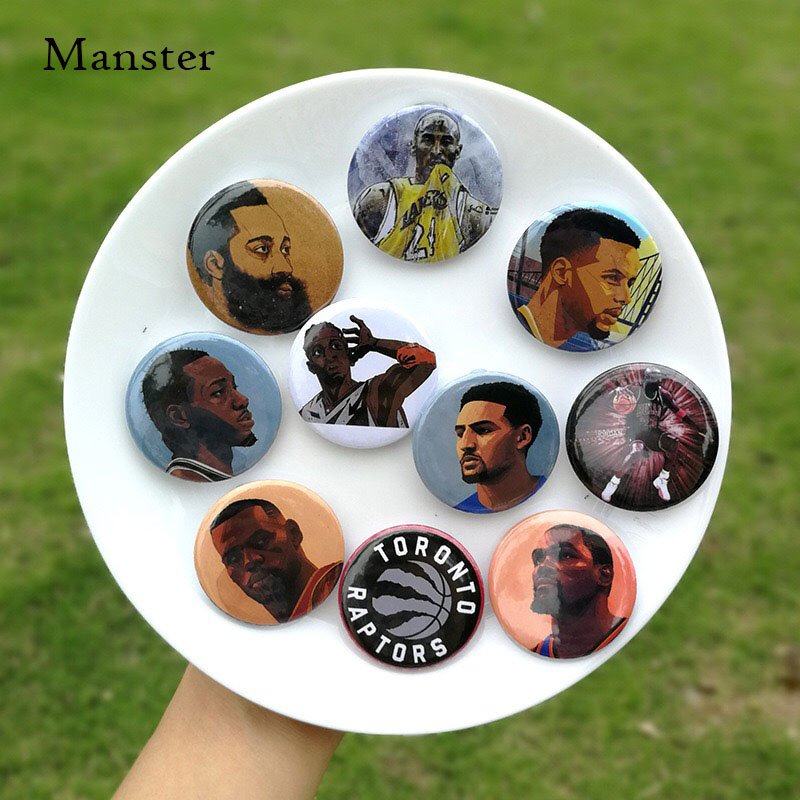 篮球明星徽章詹姆斯库里哈登科比猛龙欧文利拉德韦德胸针定制礼品