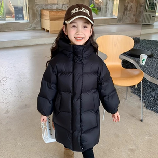 女童黑金羽绒棉服冬季儿童加厚冬装女孩中长款棉服石墨烯内胆棉袄