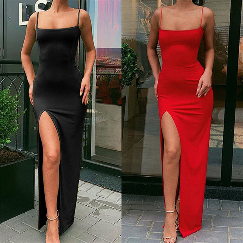 New Sexy Strap Party Dresses 2021 summer women Slit dress 女在类目 女装/女士精品, 连衣裙中 - 来自Buy2taobao.com提供专业的淘宝代购服务