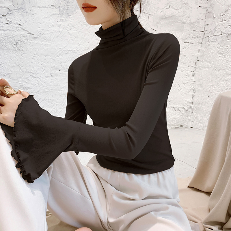 喇叭袖薄款网纱长袖打底衫