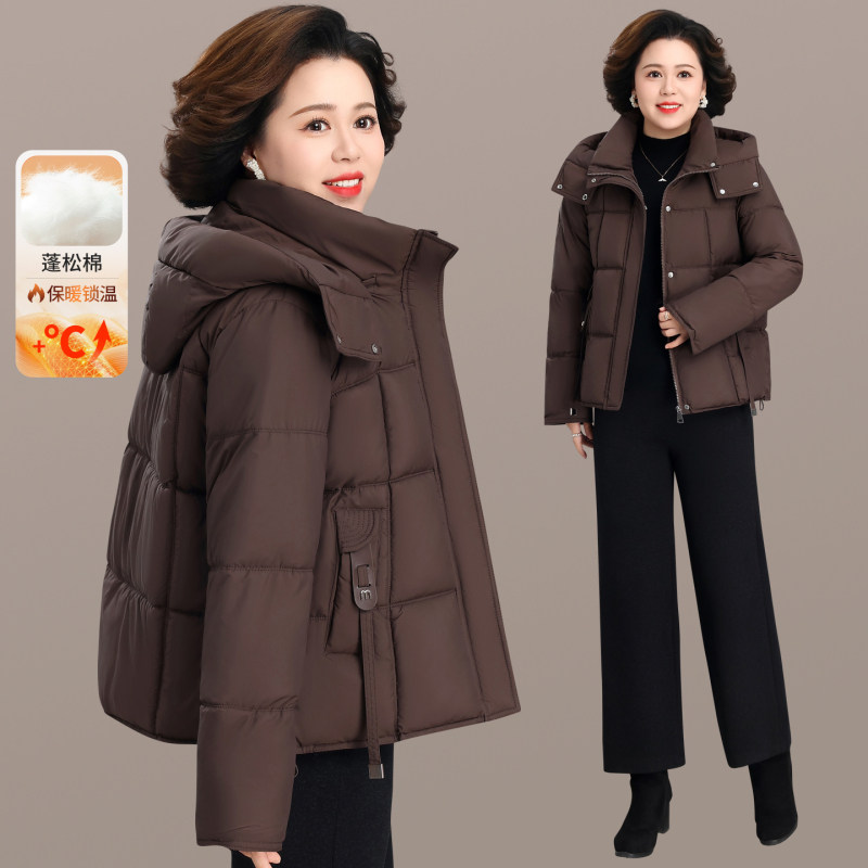 连帽加厚保暖棉服妈妈装冬季