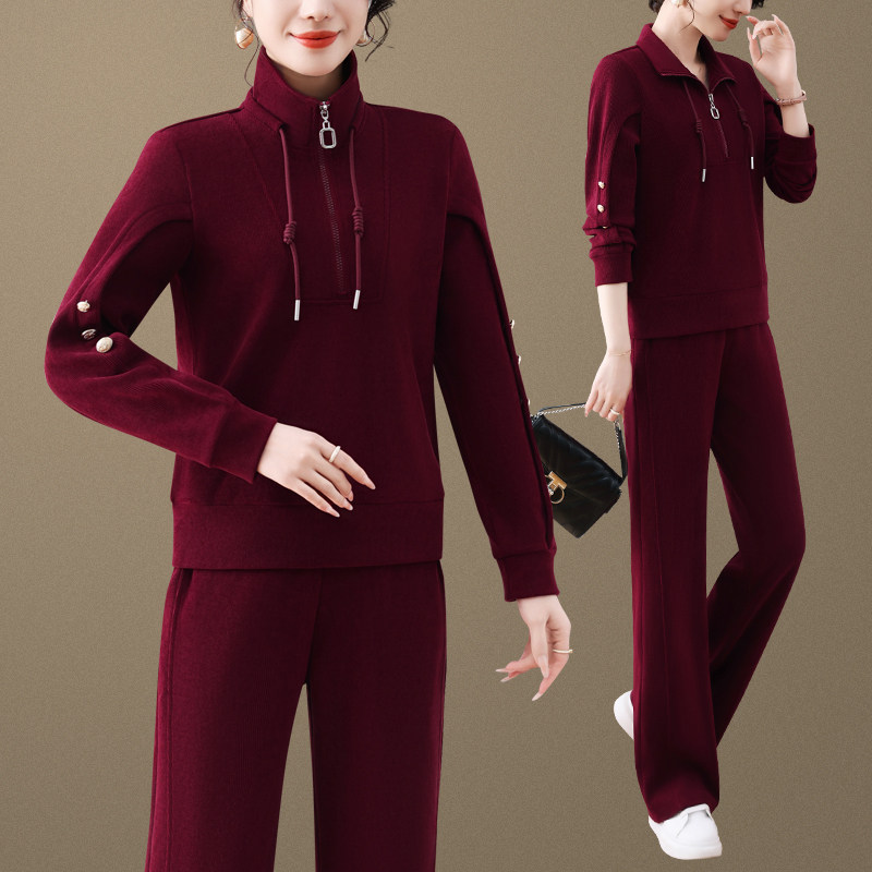 中老年女装本命年衣服春装运动套装40岁50妈妈早春休闲卫衣两件套