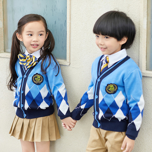 儿童班服小学生校服套装 秋季 英伦学院风针织开衫 幼儿园园服春秋装