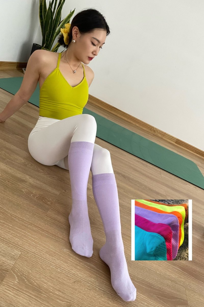 脚底防滑瑜伽普拉提跳操微压小腿袜纯色中长筒半截透气堆堆棉袜子,运动/瑜伽/健身/球迷用品,瑜伽袜子,淘宝优惠券,粉丝福利购,淘宝优惠卷