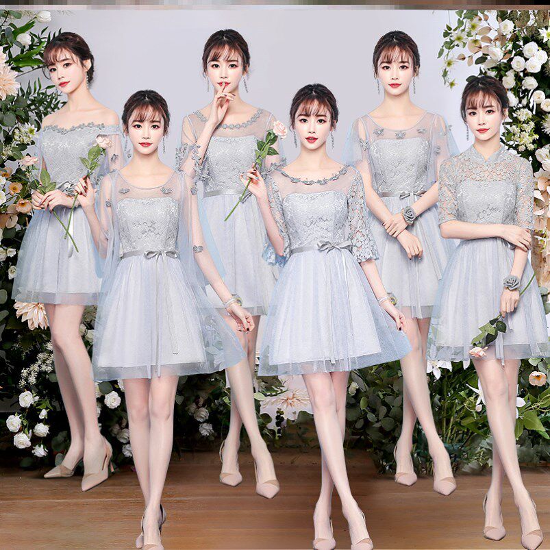 气质伴娘礼服粉色伴娘服大气手臂姐妹梦幻灰色2020年白色春季新款|ruв категории Женская одежда, Cвадебные платья, платье/вечернее платье - от Buy2taobao.com для оказания профессиональной услуги покупки агента Taobao