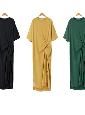 2026 women clothes夏季新款短袖裙子宽松休闲法国小众连衣裙大码