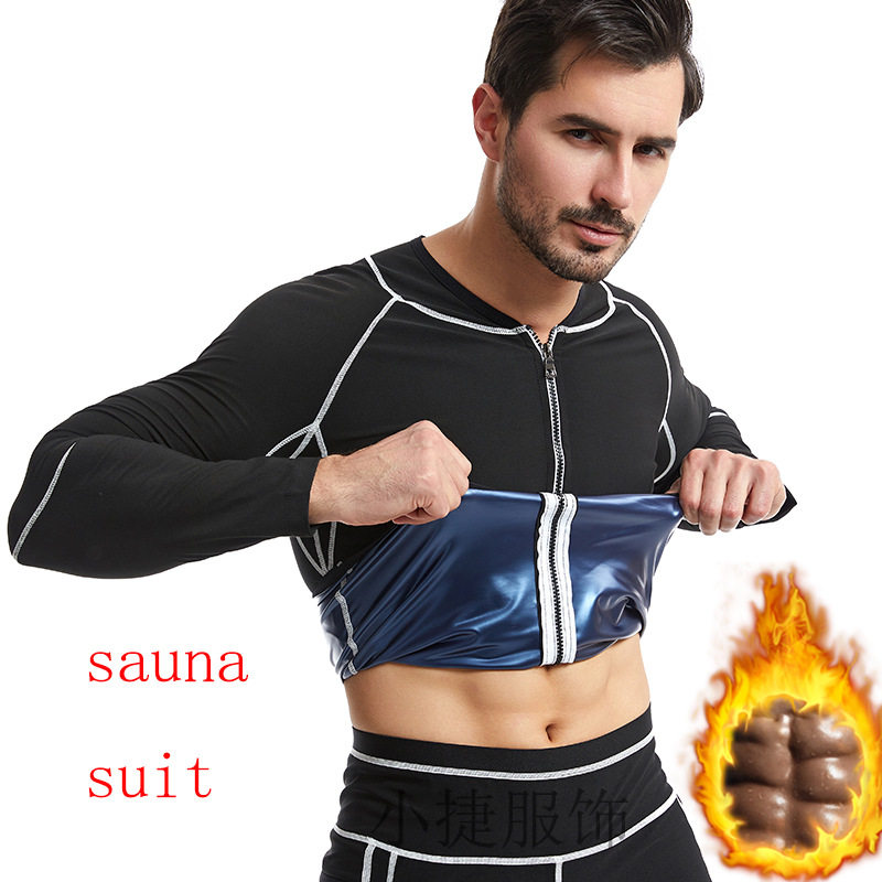 跨境欧美大码桑拿塑身衣收腹裤暴汗瑜伽服套装运动拉链长袖健身